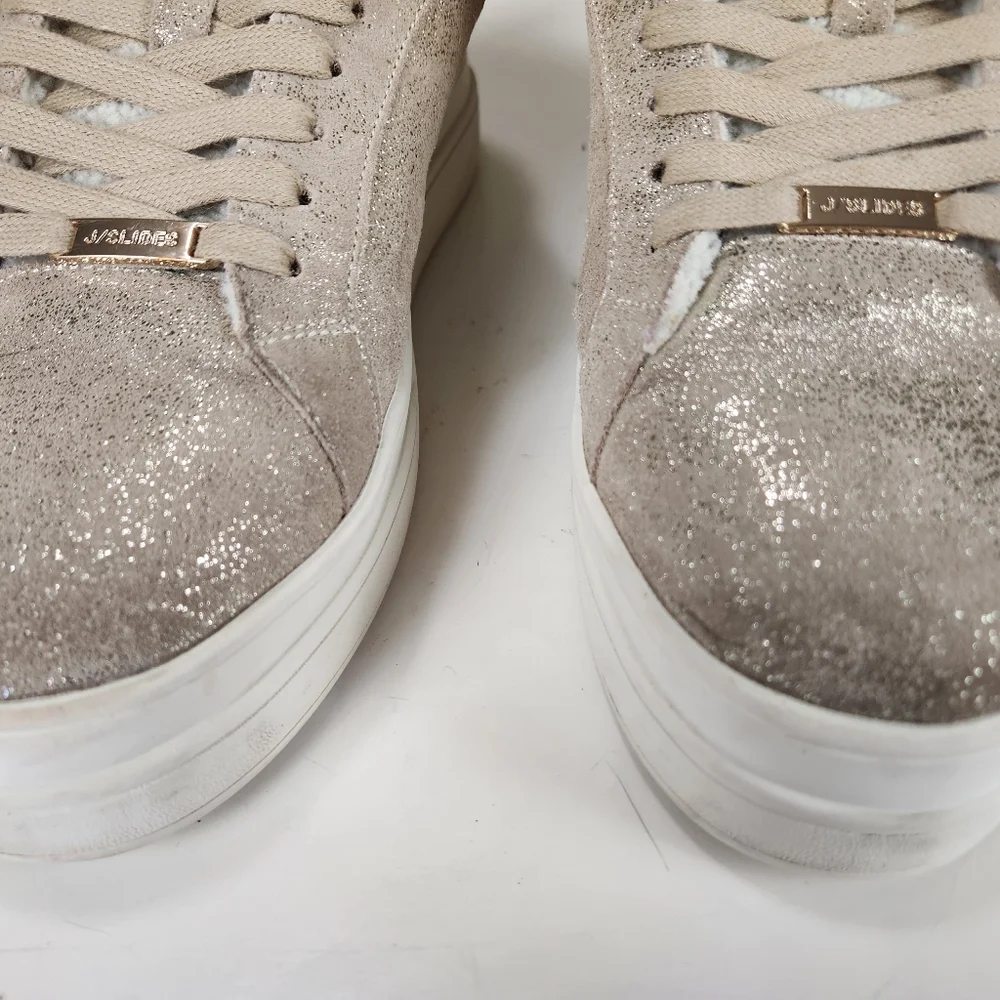 Gold Metallic Ninka J/Slides Waterproof Suede Fur Lined Platform Sneaker size 8